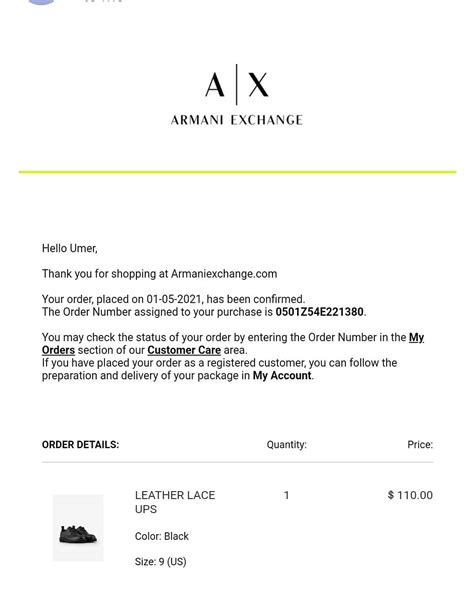 track my order armani exchange.